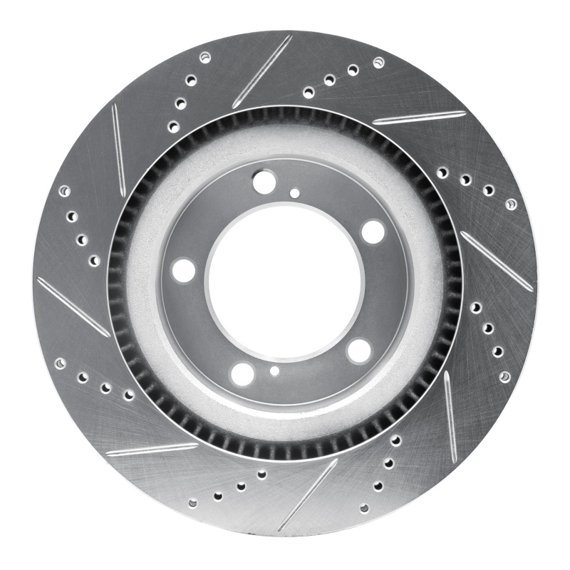 Lexus LX570 Brake Rotor (1) - Front Right - R1 Concepts - Drilled & Slotted - Silver - `07-`22